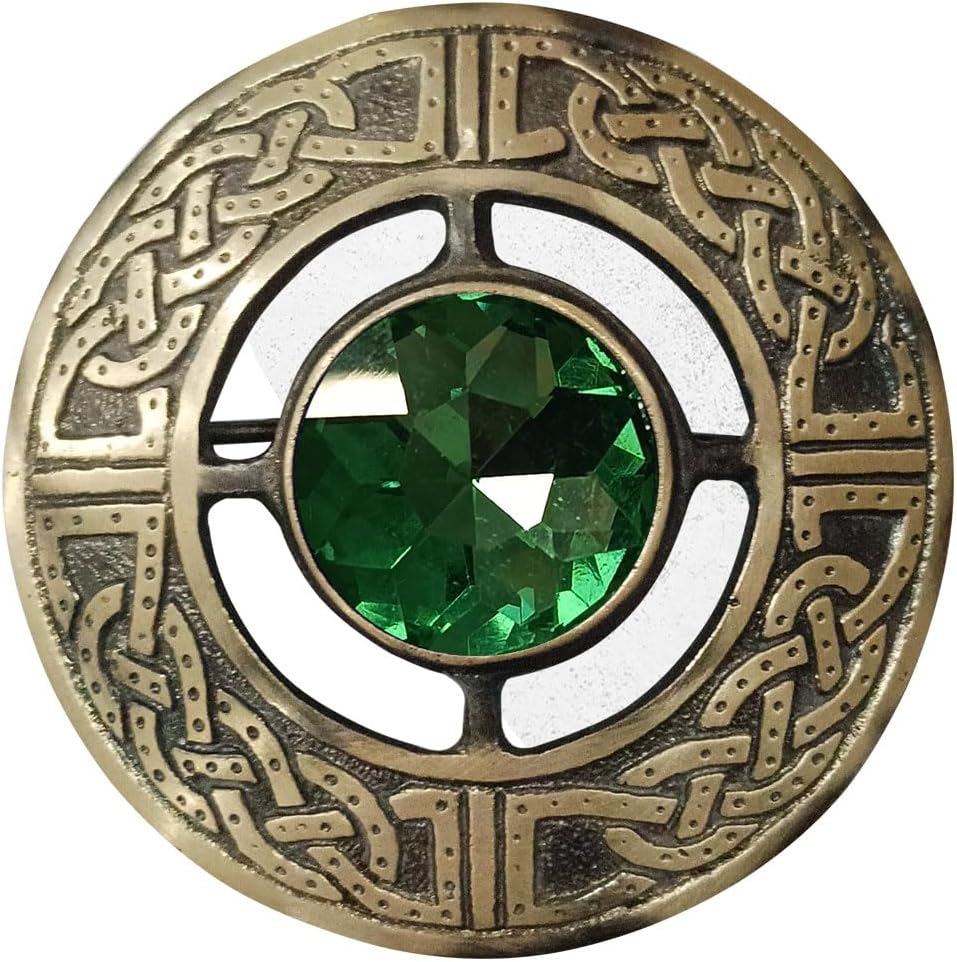 AAR Men's Kilt Brooch Pin Stones Scottish Fly Plaid Celtic Antique Plated Norse Vintage Jewelry