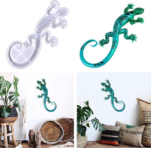 Miniatura 6 de Moldes de resina epoxi de lagarto, moldes de resina de silicona de animales grandes, molde de decoración de Halloween para colgar en la pared,