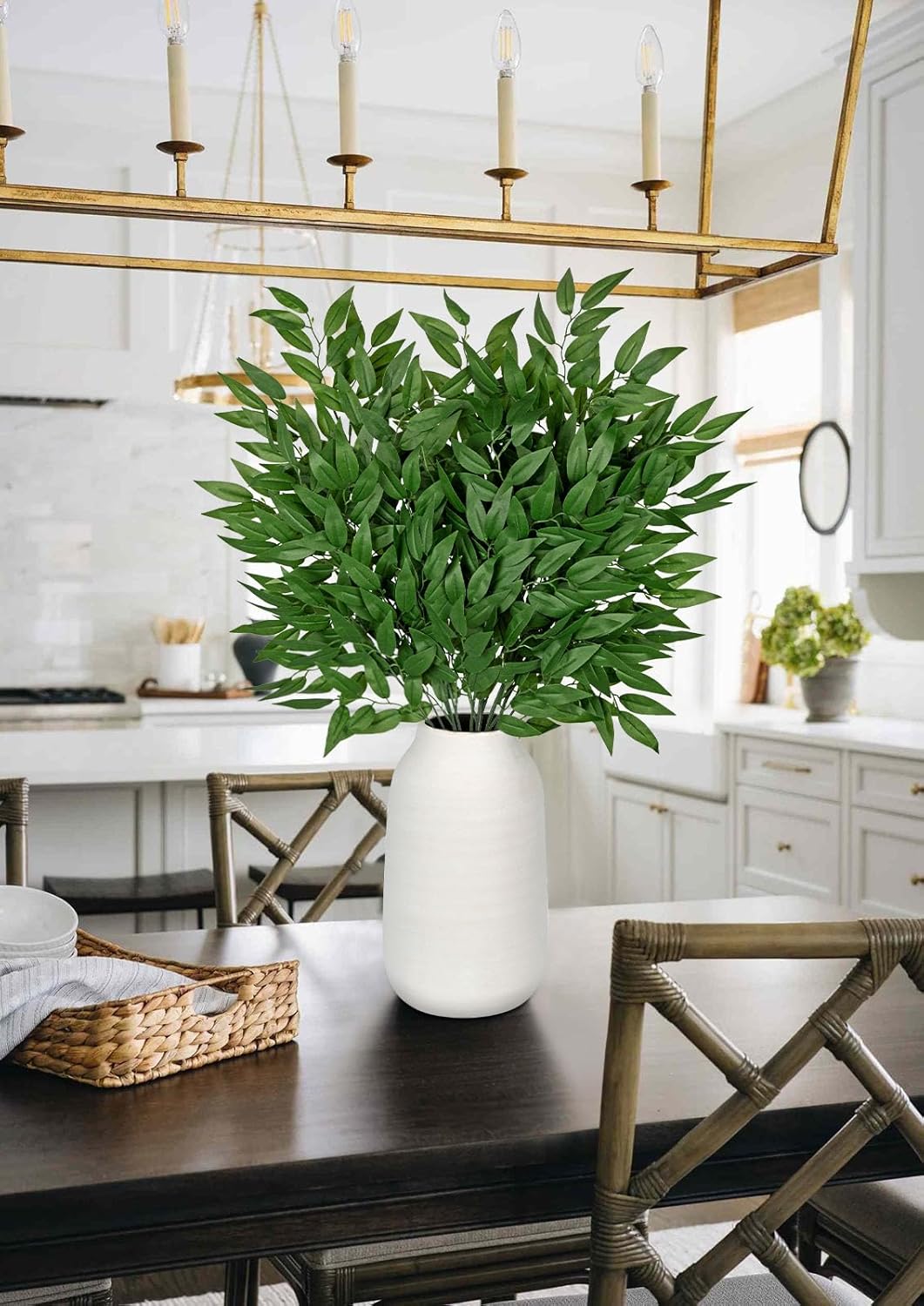 DILATATA Faux Eucalyptus Stems Italian Ruscus Willow Eucalyptus Leaves 30” Long Fake Salix Leaves 6 Pack Silk Greenery Stems for DIY Bouquet Arrangements -Artificial Eucalyptus Stems-Green