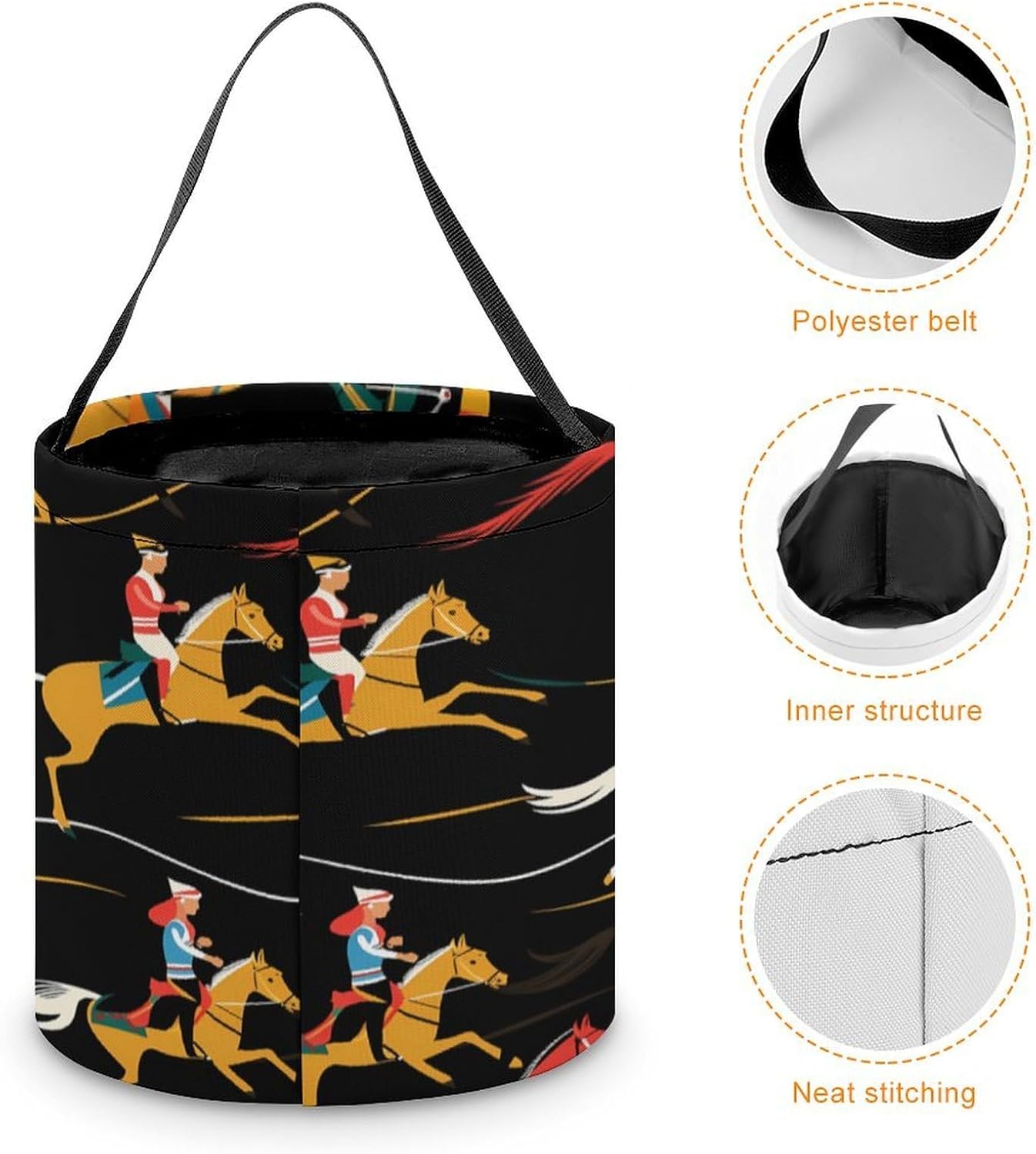 Horse Racing Halloween Treat Bag Reusable Candy Basket Tote Goody Bags Gift Party