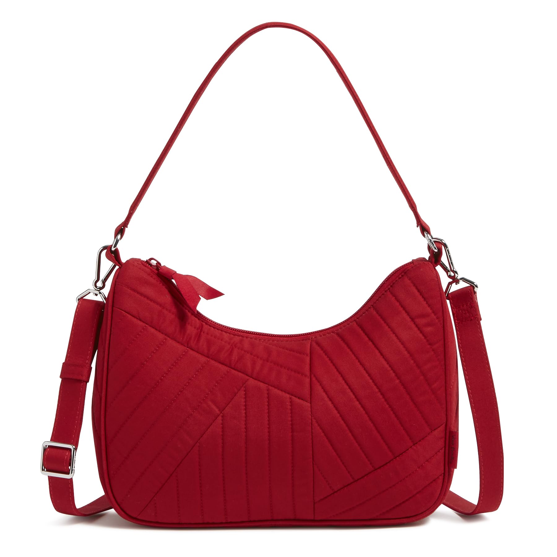Vera Bradley Women's Cotton Frannie Crescent Crossbody Purse, Cardinal Red