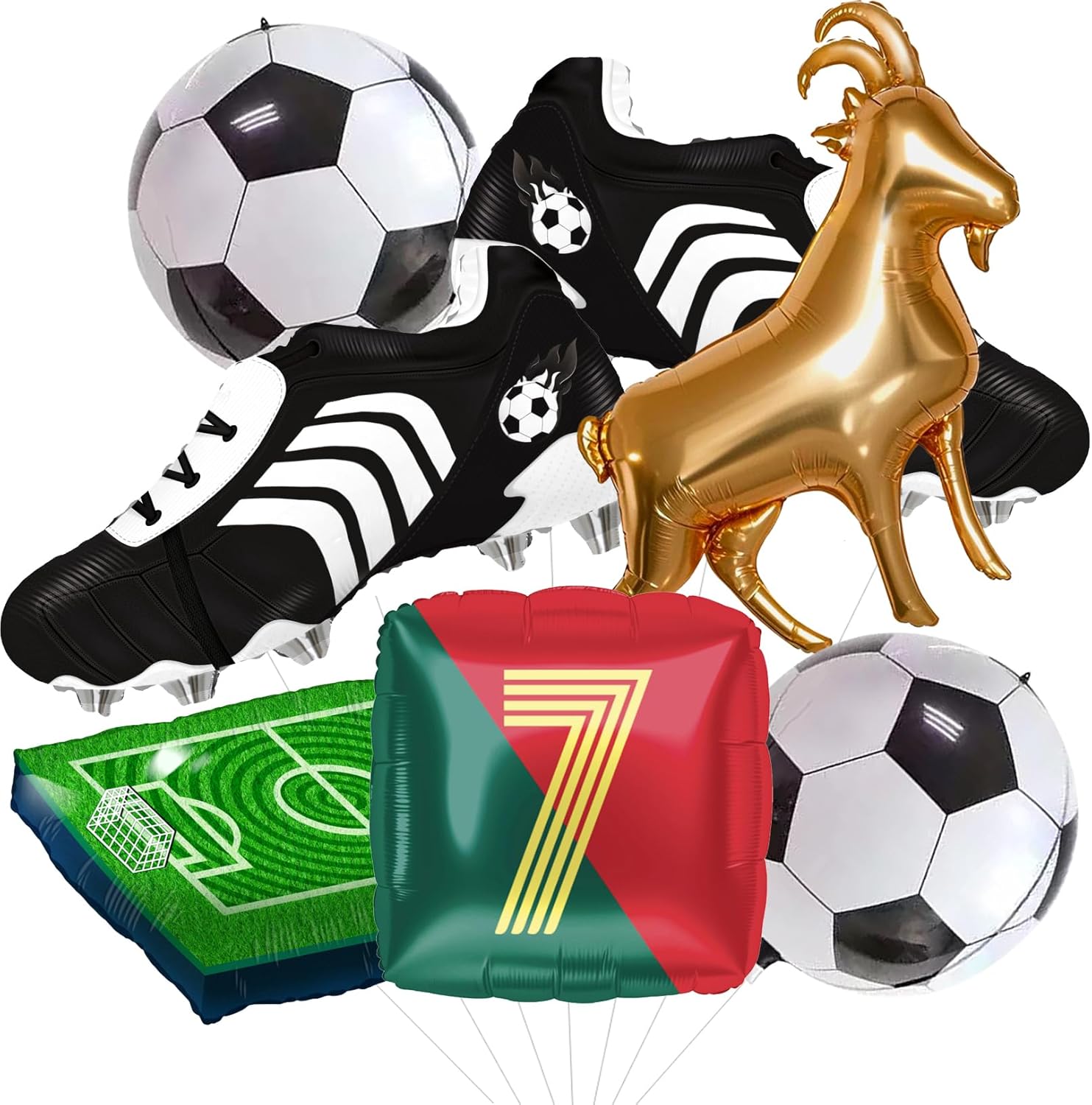 4D Football Balloons Set - Soccer Field, Cleats, Jersey & Goat Shapes | Sports Party Decorations for Fans, Birthday, Game Day (blue &white)