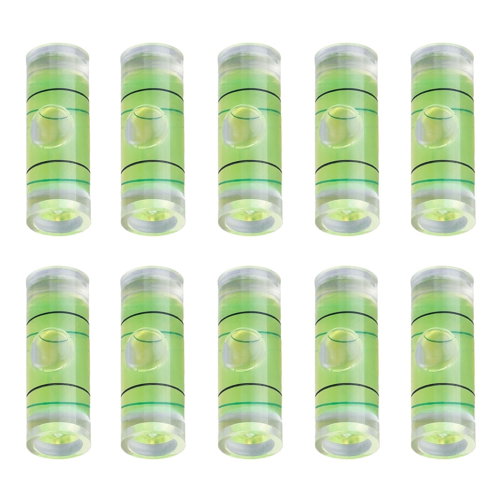 Hegebeck Small Cylindrical Bubble Spirit Level Vials 8x23mm/0.3x0.9 Inch PMMA Frame Mural Hanging Measuring Instruments Layout Tools 10 Pcs