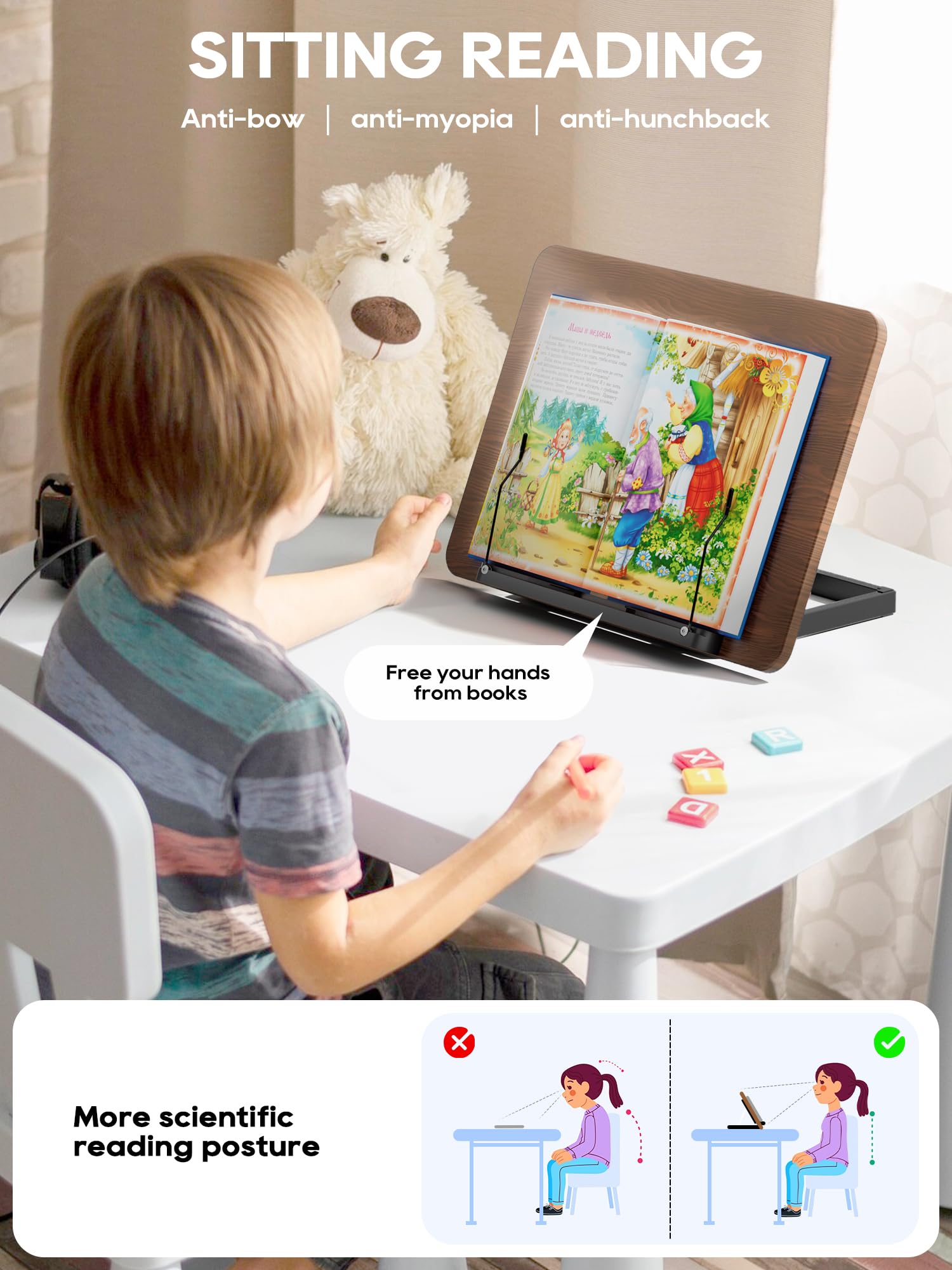 2 in 1 Adjustable Book Stand - Dual-Use Floor and Desktop Book Holder Stand Height Adjustable 23 5-52 — view 5