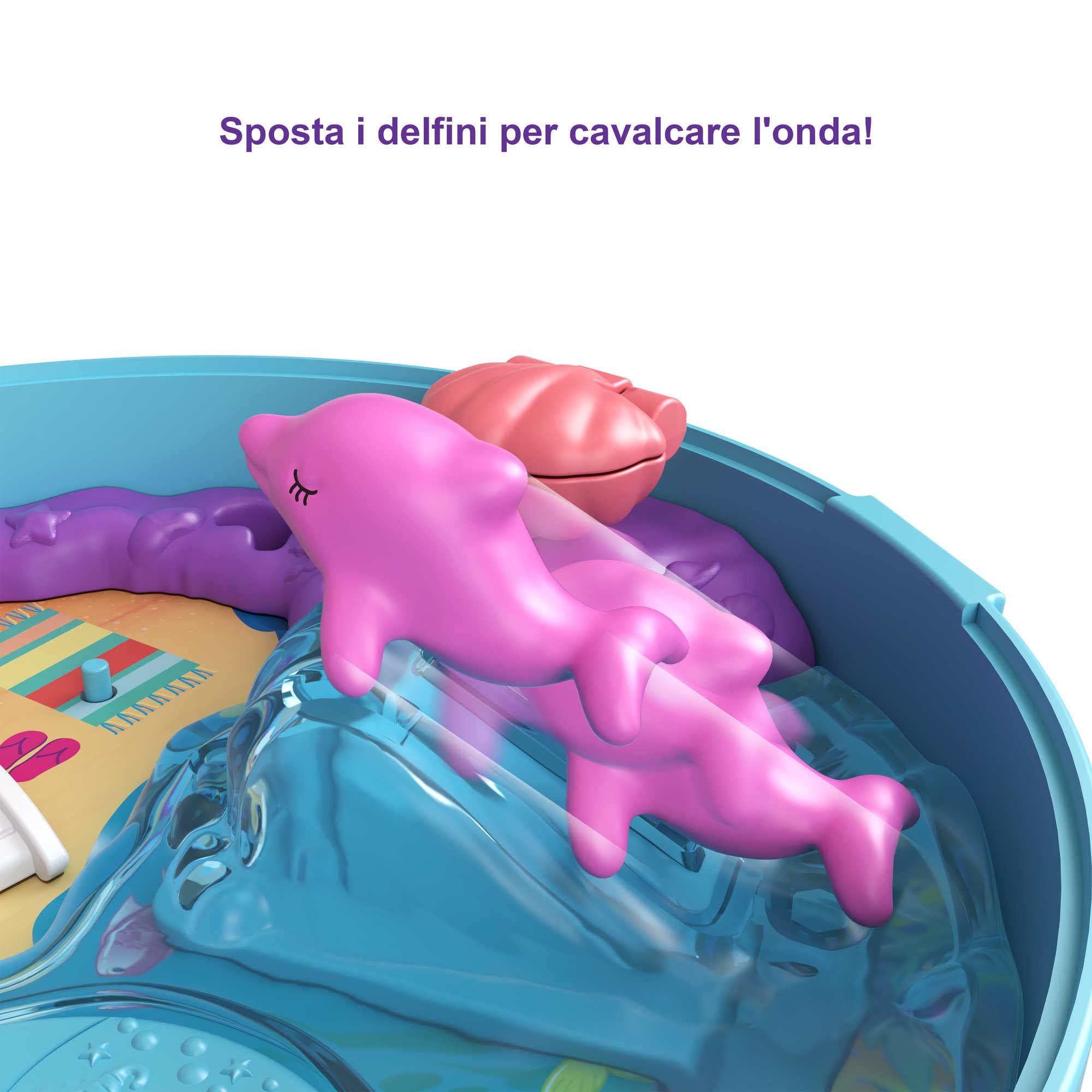 Polly Pocket - Cofanetto Spiaggia dei Delfini e Mare con Micro Bambola Polly, Sirena e Accessori, Giocattolo per Bambini 4+Anni, GTN20