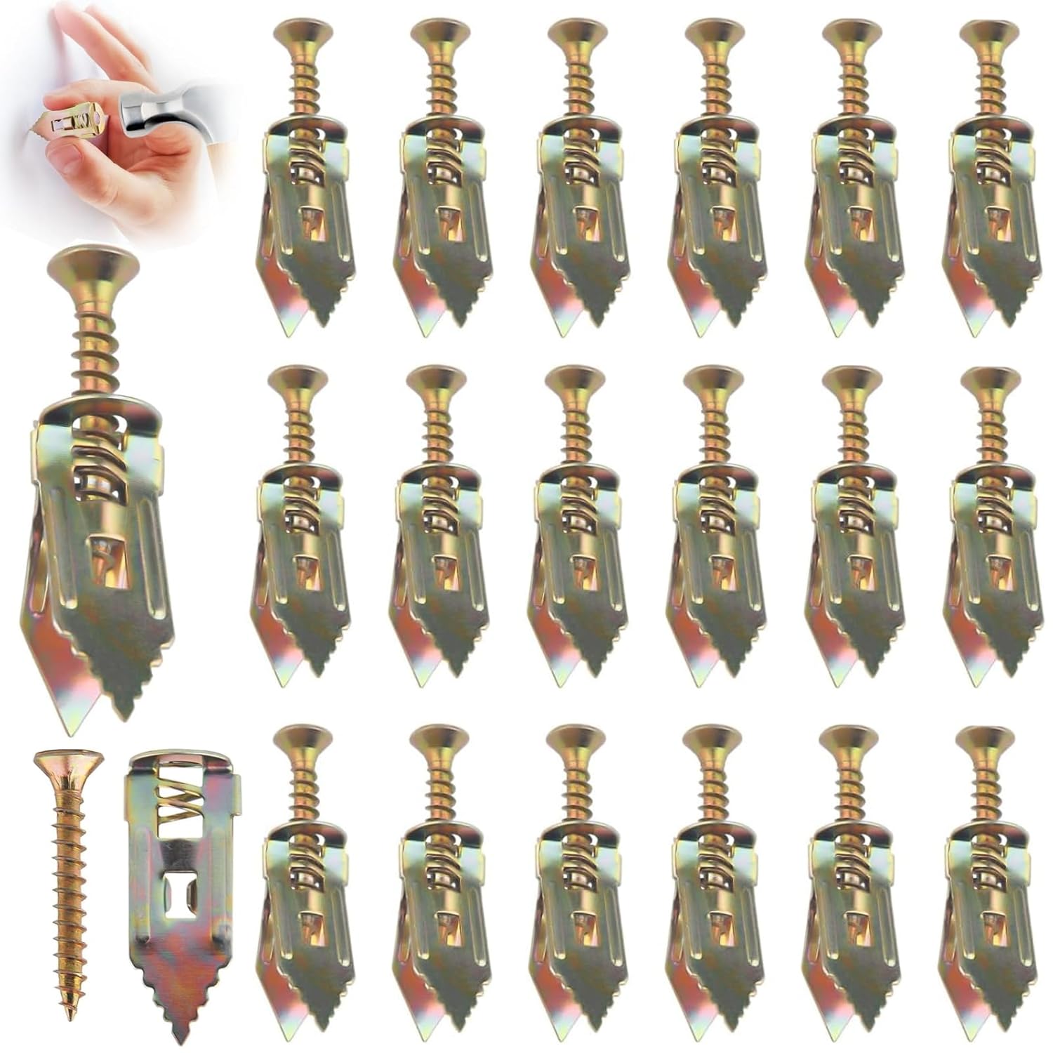 70 Pcs Heavy Duty Self Drilling Drywall Anchors with Screws - 35 Sheetrock Anchors (0.47x1.18 Inch) & 35 Zinc Expansion Screws, Holds Up to 66 lbs, for Wall Hanging, Picture Frames, TV, Shelves