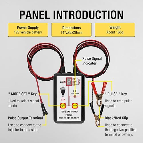 Miniatura 4 de All-sun comprobador para inyector de combustible, auto diagnóstico, 4modos de pluse 12V
