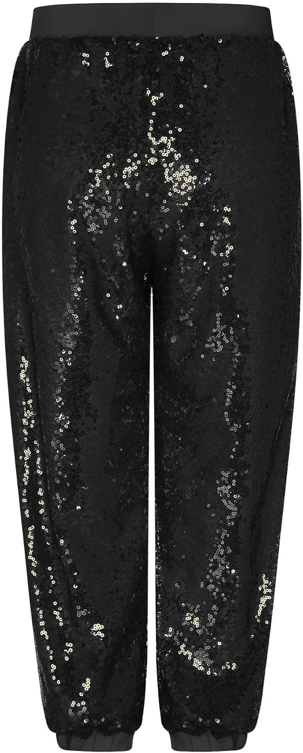 Kids Girls Sequins Pants Hip Hop Jazz Modern Disco Dance Trousers Sweatpants Bloomers Performance Dancewear