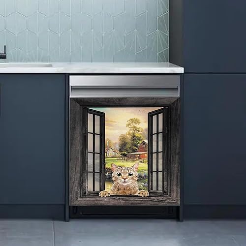 Miniatura 9 de Cubierta magnética para puerta de lavavajillas para mascotas, funda magnética para lavavajillas de perro, divertida funda magnética para