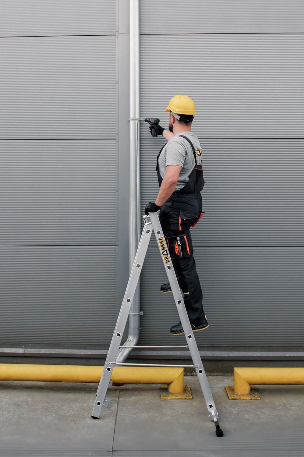 Escalera Andamio De Aluminio 3 En 1 - Plataforma De Trabajo, Escalera Plegable Y Andamio, Con Gancho Para Cubo (2 Secciones De 8 Peldaños)