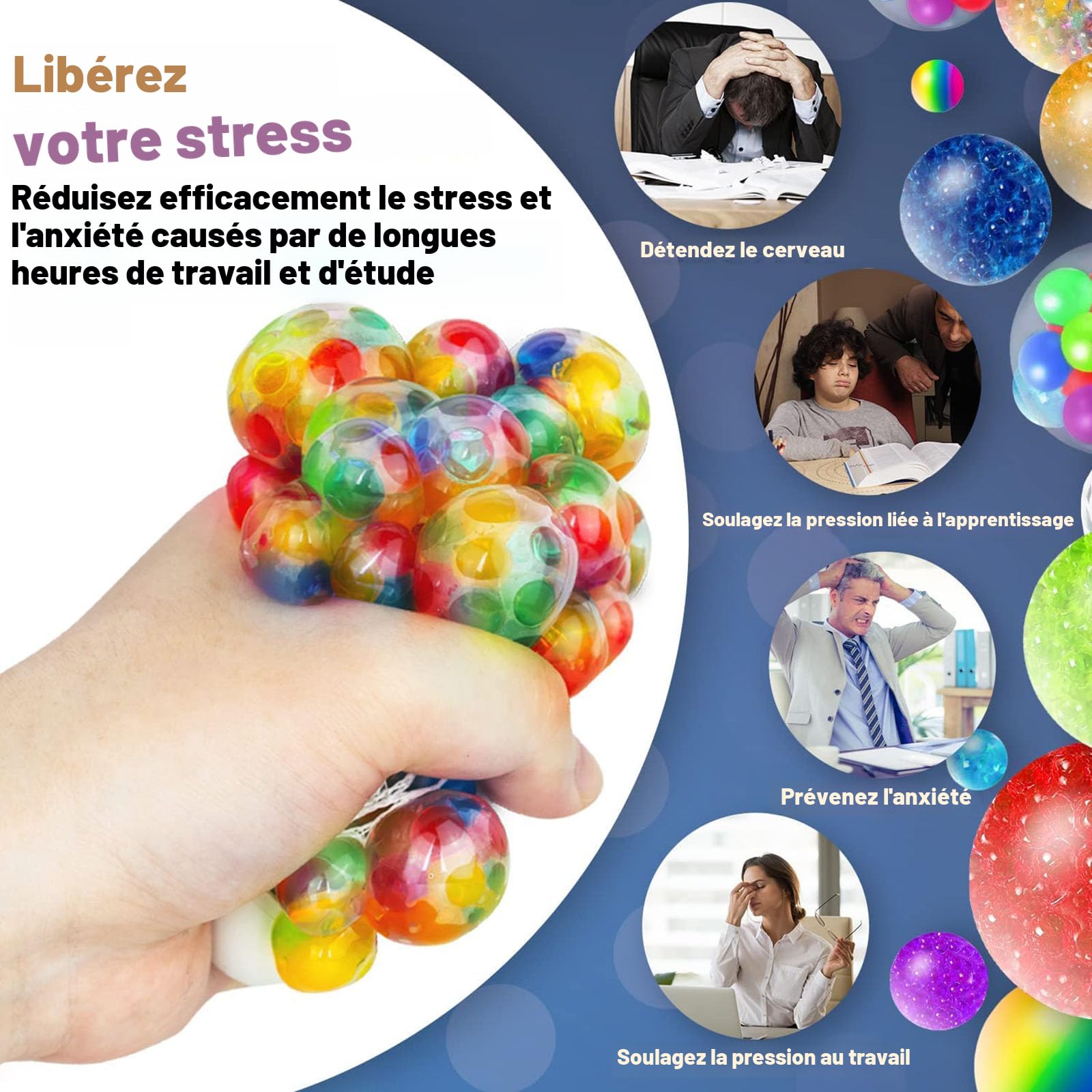Steemjoey Lot De 4 Balles Anti-stress – Fidget Balls Colorées, Soulage Stress Et Anxiété, TDAH, Pour Enfant Et Adulte, Cadeau