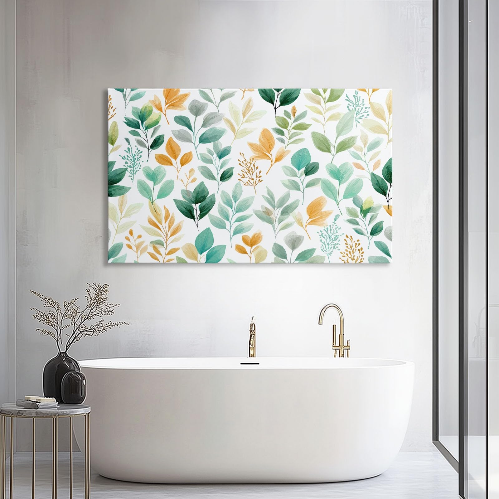 Genérico Lienzo Decorativo con Marco Madera enredaderas frondosas 70x50cm Laminas Cuadro para Pared, Decoracion Habitacion y Salon Dormitorios, Cuadros para Hogar