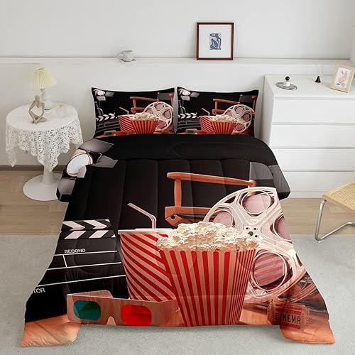 Miniatura 1 de Juego de edredón de cine con palomitas de maíz, juego de ropa de cama para niños, niñas, adolescentes, edredón de cine, decoración de moda Modena,