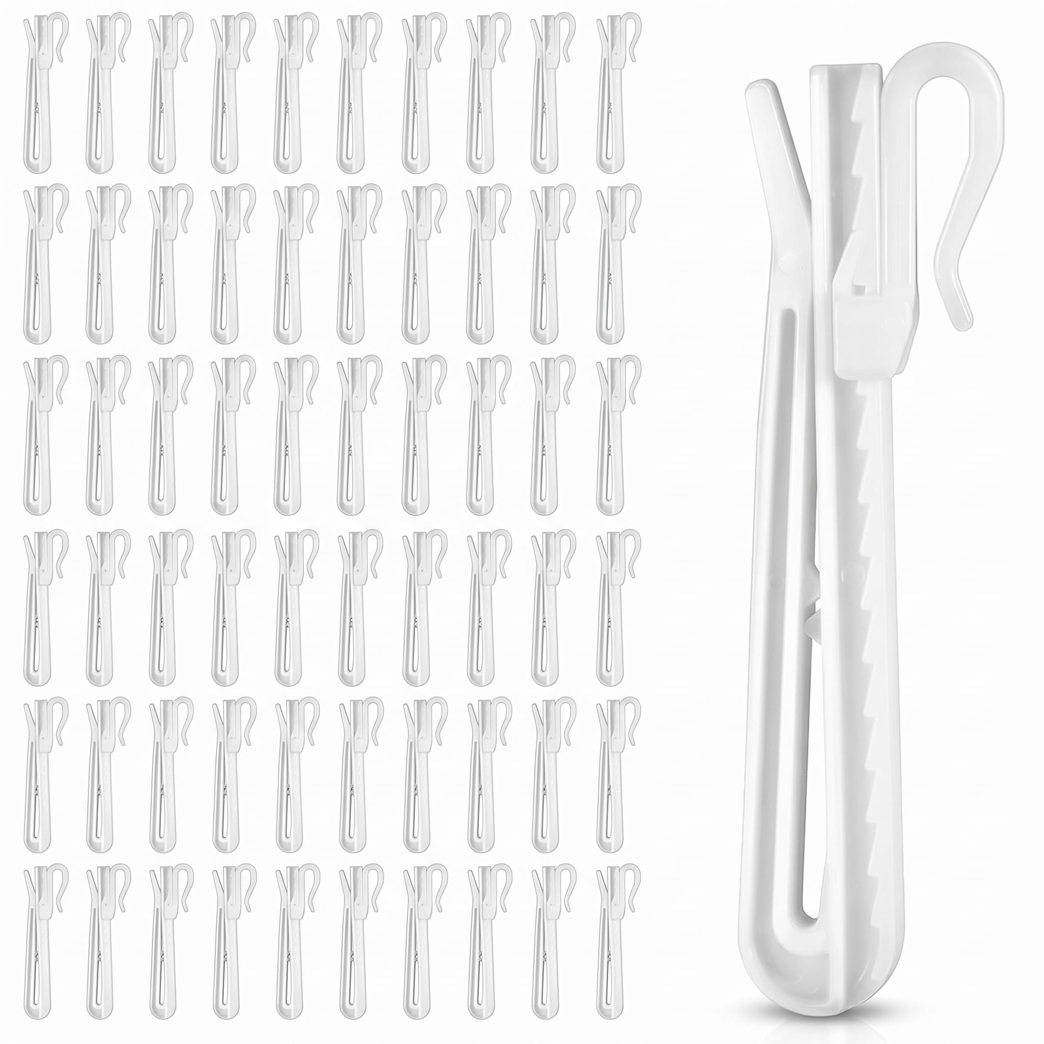 FunWorth 60 Pcs Pinch Pleat Curtain Hooks, Adjustable Drapery Pins