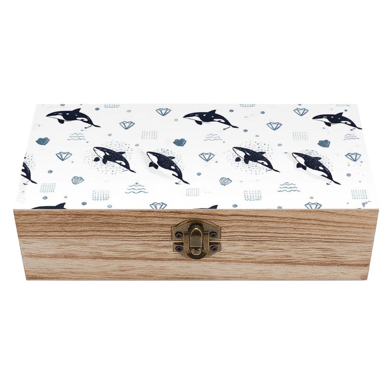 HLBSDM Unicorn Whale Narwhal Wooden Storage Box