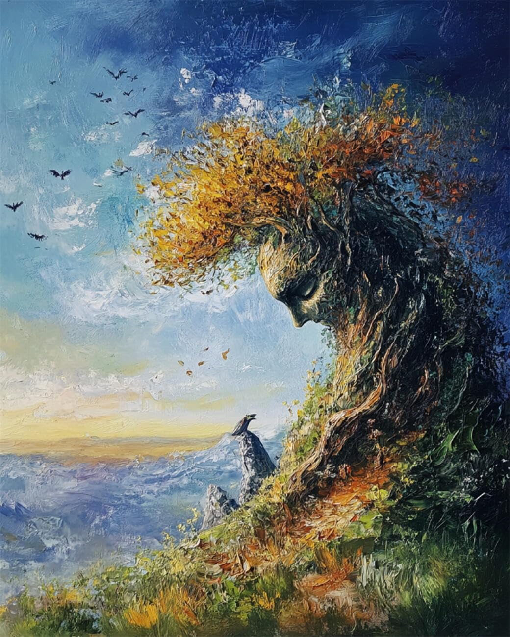 Rkflgew L 14Ct Cross Stitch Kits For Beginners Tree Goddess Embroidery Kit For Beginners Adult Diy Cross Stitches Needlepoint Set Home Decoration 40X50cm