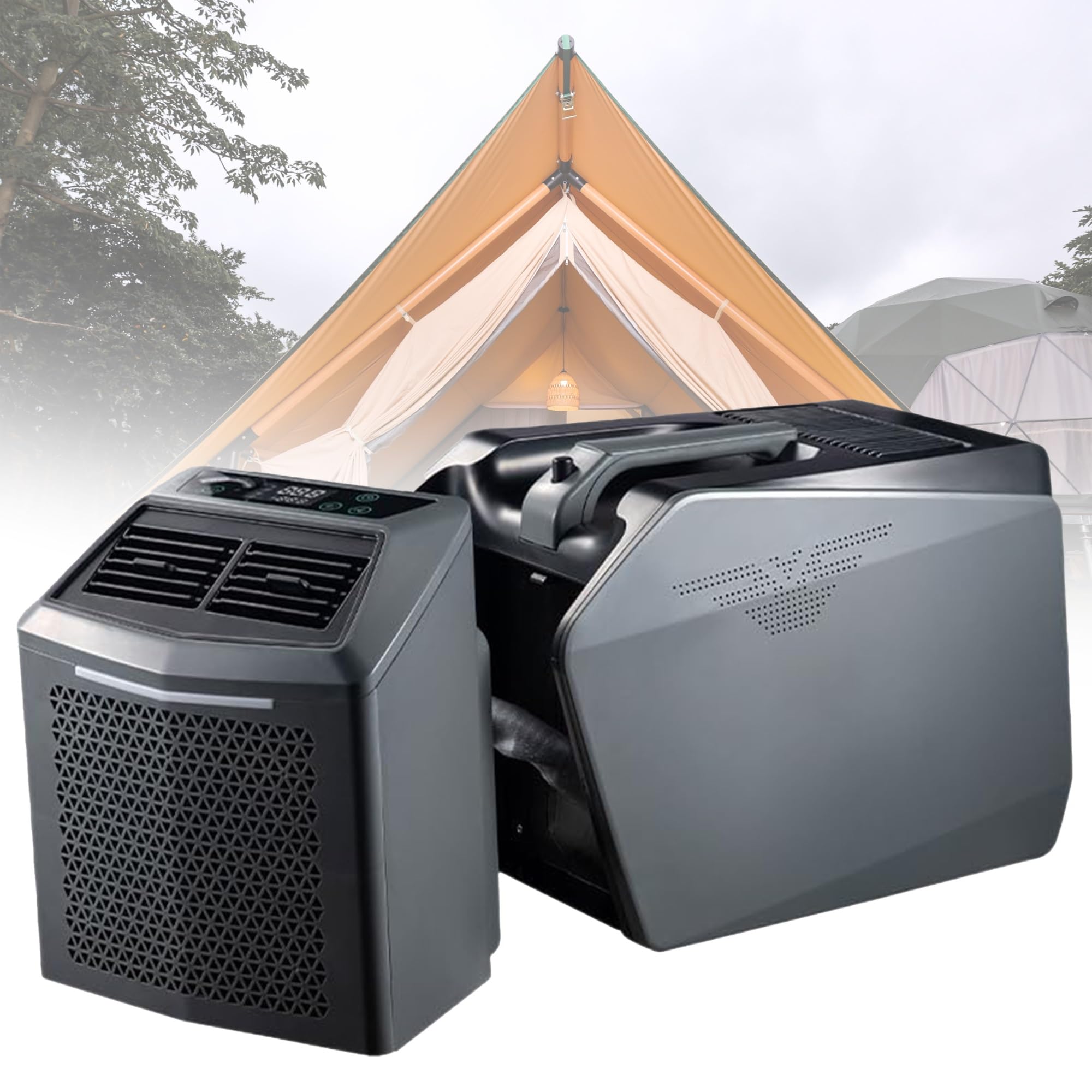 Senodon One Color 6200 Btu Portable Air Conditioner, Camping Ac Unit, 550W, 48V Dc/110V/220V Ac, 4-In-1 Quiet Split Design Cooling Fan With Drain-Free Function, For Tent Rv Van Truck Outdoor Use(110V-220V)