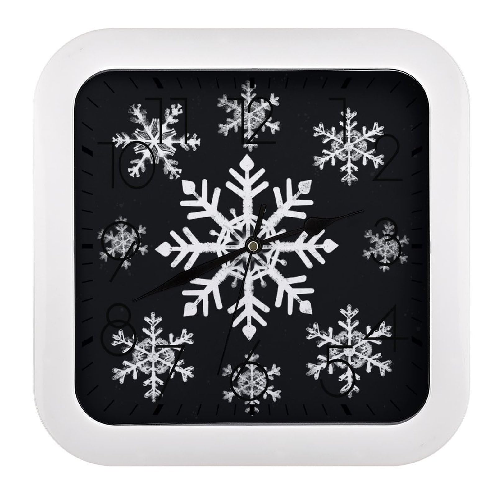 Horloge murale blanche flocon de neige silencieuse sans tic-tac 25,4 cm salon