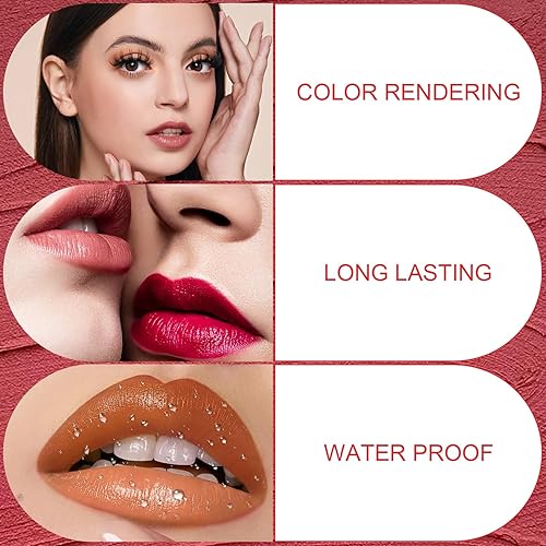 Miniatura 4 de Juego de bálsamo labial tintado hidratante mate de 3 colores, lápiz labial con acabado brillante natural, bálsamo de color de labios ligero, brillo