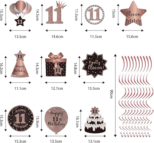 Miniatura 2 de BRT Bearingshui Decoraciones de techo colgantes de remolinos de 11 años, 11 espirales colgantes de papel de aluminio con recortes para 11 años de