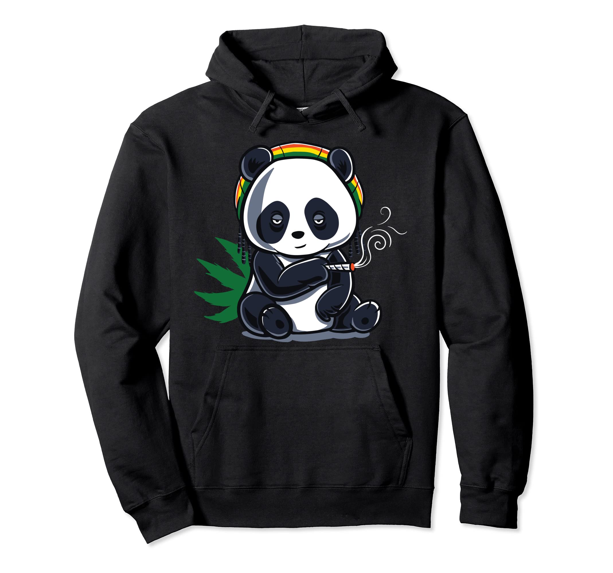 Weed Smoking Panda Marijuana Cannabis Stoner THC CBD 420 Pullover Hoodie