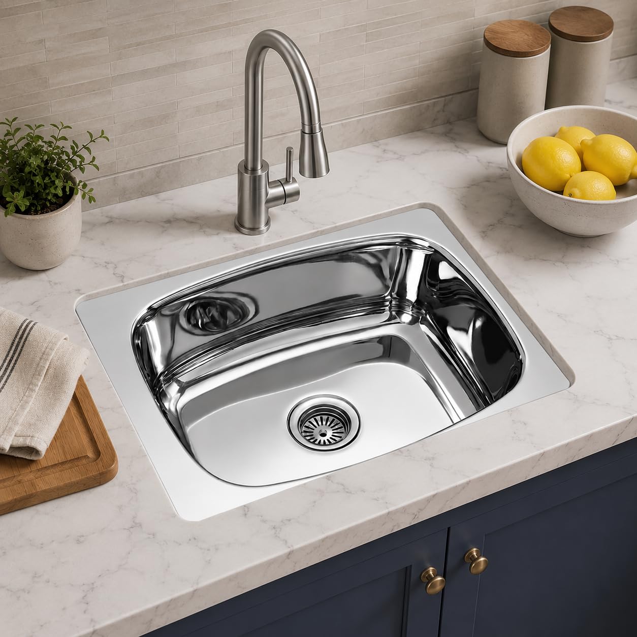 Stainless Steel Kitchen Sink - 18x16" Single Bowl -14