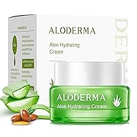 Vista 1 de Aloderma Crema facial hidratante para piel seca hecha con 70% de aloe vera orgánico, hidratación natural con ácido hialurónico y arginina, crema