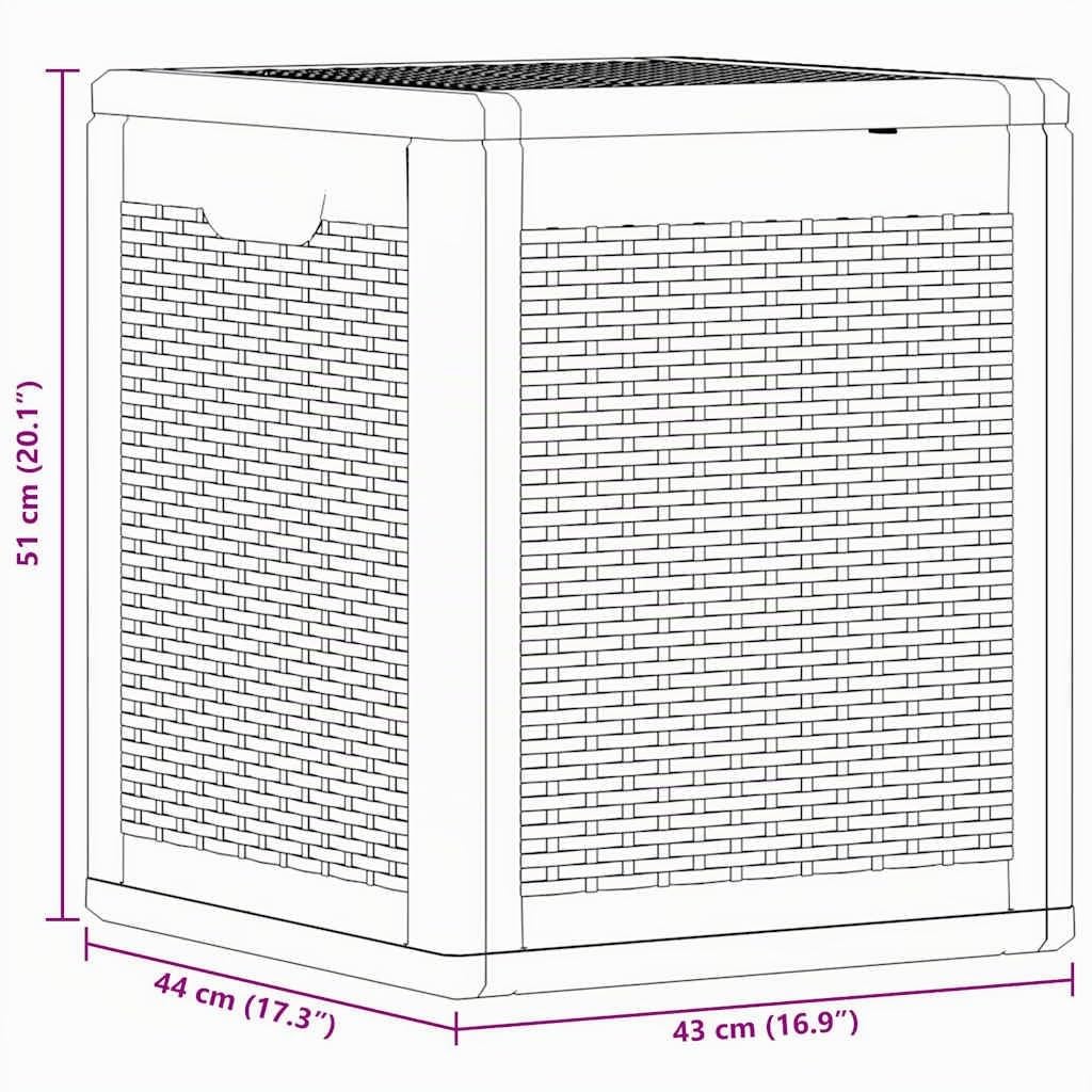 vidaXL Boîte de rangement de jardin gris PP rotin 90 L