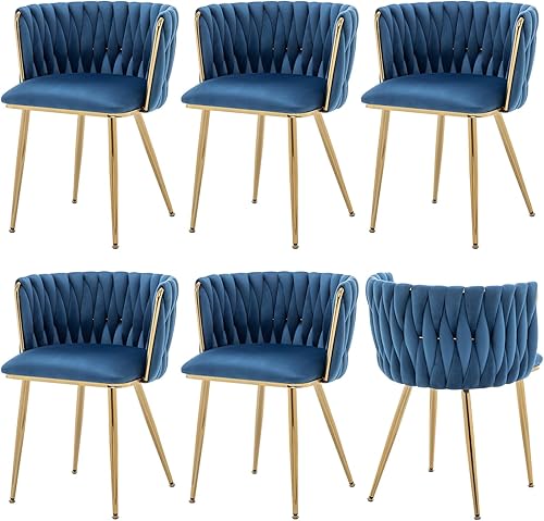 Miniatura 22 de Juego de 4 sillas de comedor de terciopelo, modernas sillas de comedor tapizadas con patas de metal dorado para comedor, tocador, cocina, sala de