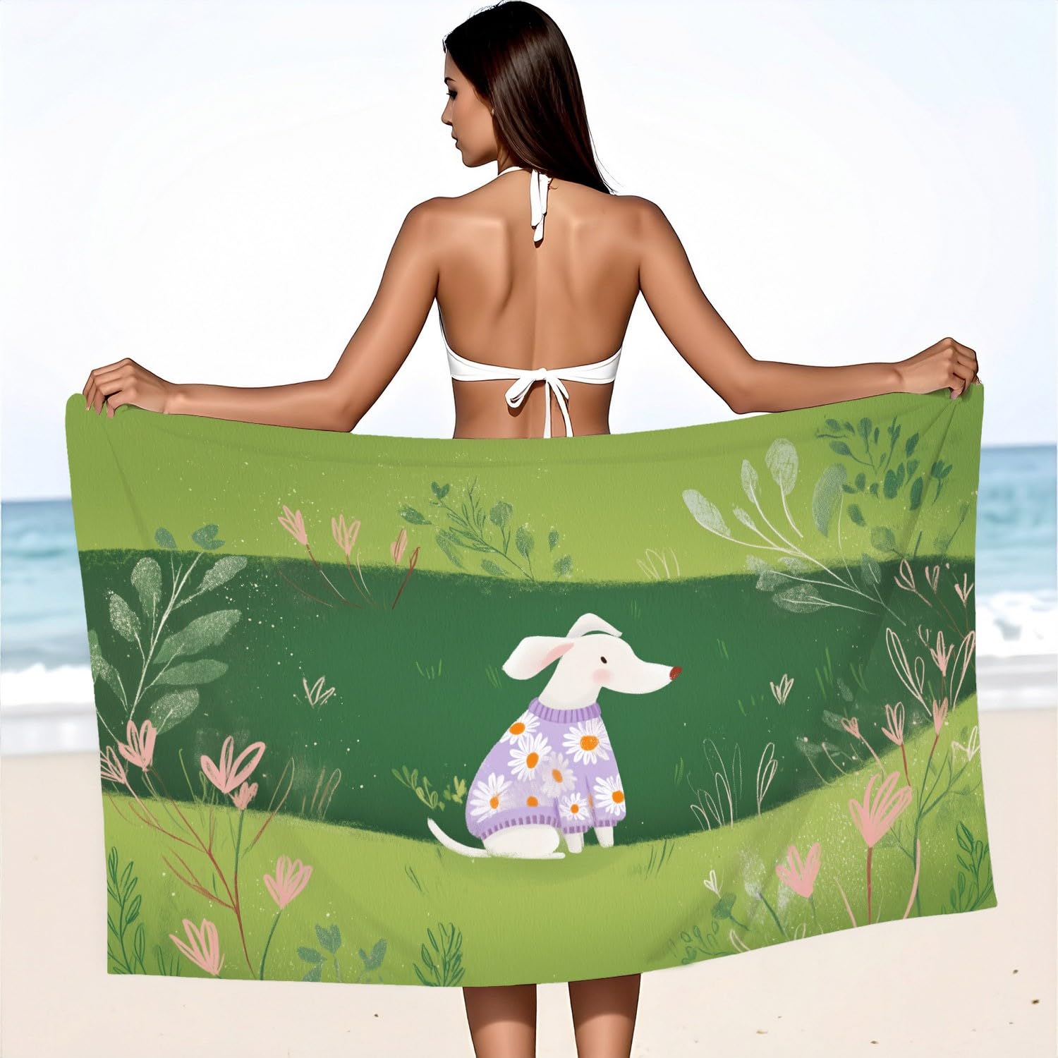 Dreamy - Telo mare in microfibra, leggero, ad asciugatura rapida, senza sabbia, per nuoto, viaggi, vacanze, divertimento, fiaba, musica, animali carini, gatti, 200 x 100 cm