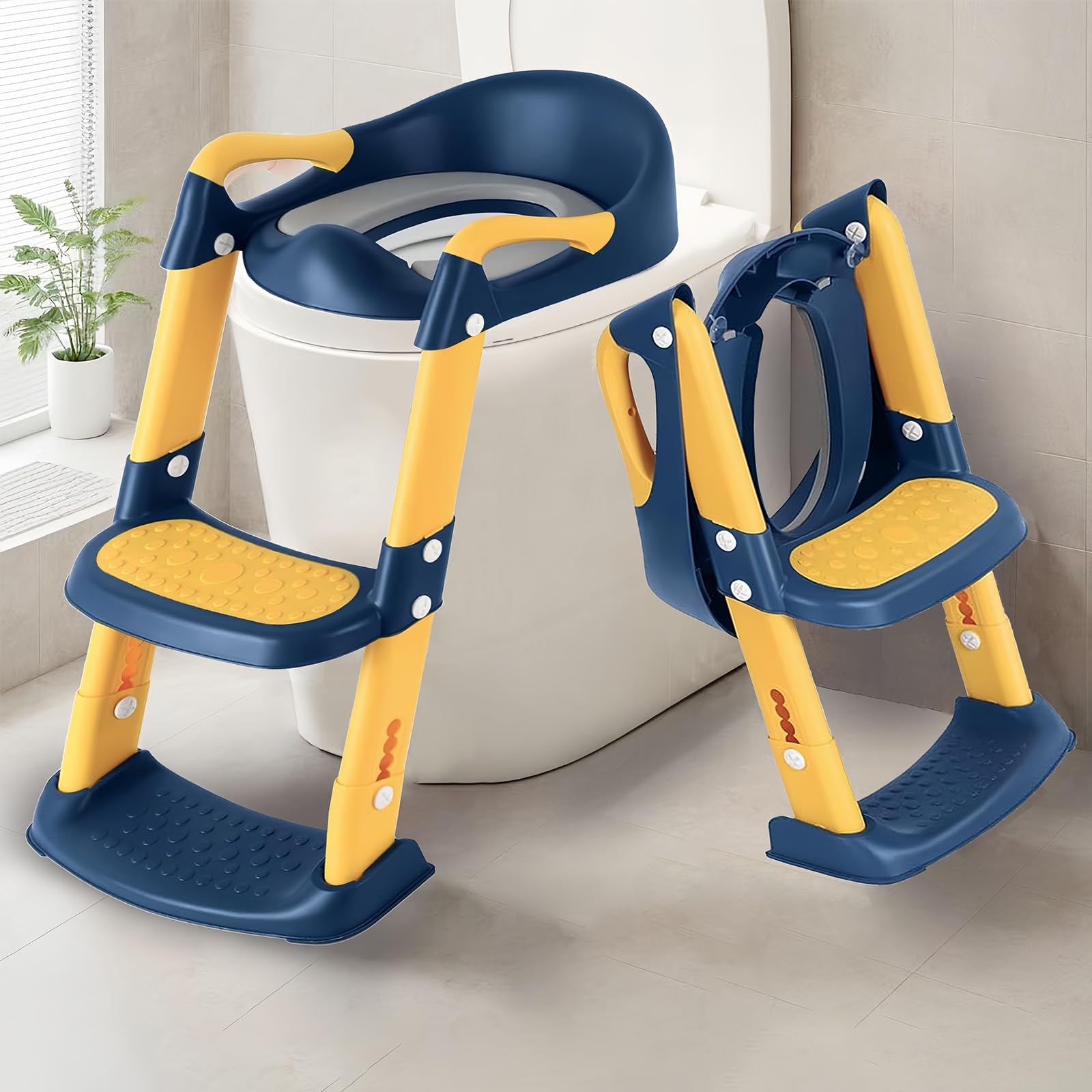 Potty Training Seat, Upgrade Toddler Toilet Seat for Toddler Toilet Seat Kids Boys Girls, 2 in 1 Potty Training 5-Position Adjustment with Suction Cup