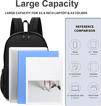 Backpacks for School Lightweight Nylon Rucksack (Black)