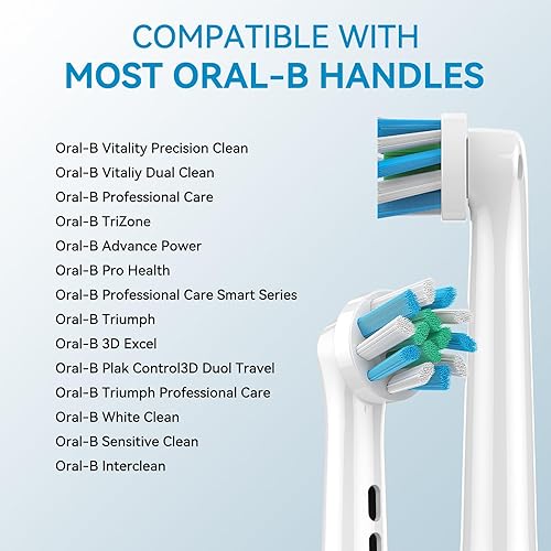 Miniatura 7 de Repuesto de cepillo de dientes eléctrico, paquete de 8 cabezales de repuesto con cerdas trenzadas para una eliminación superior de la placa, ideal