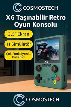 X6 Retro Taşınabilir Oyun Konsolu, 3,5 Ekran, Beyaz