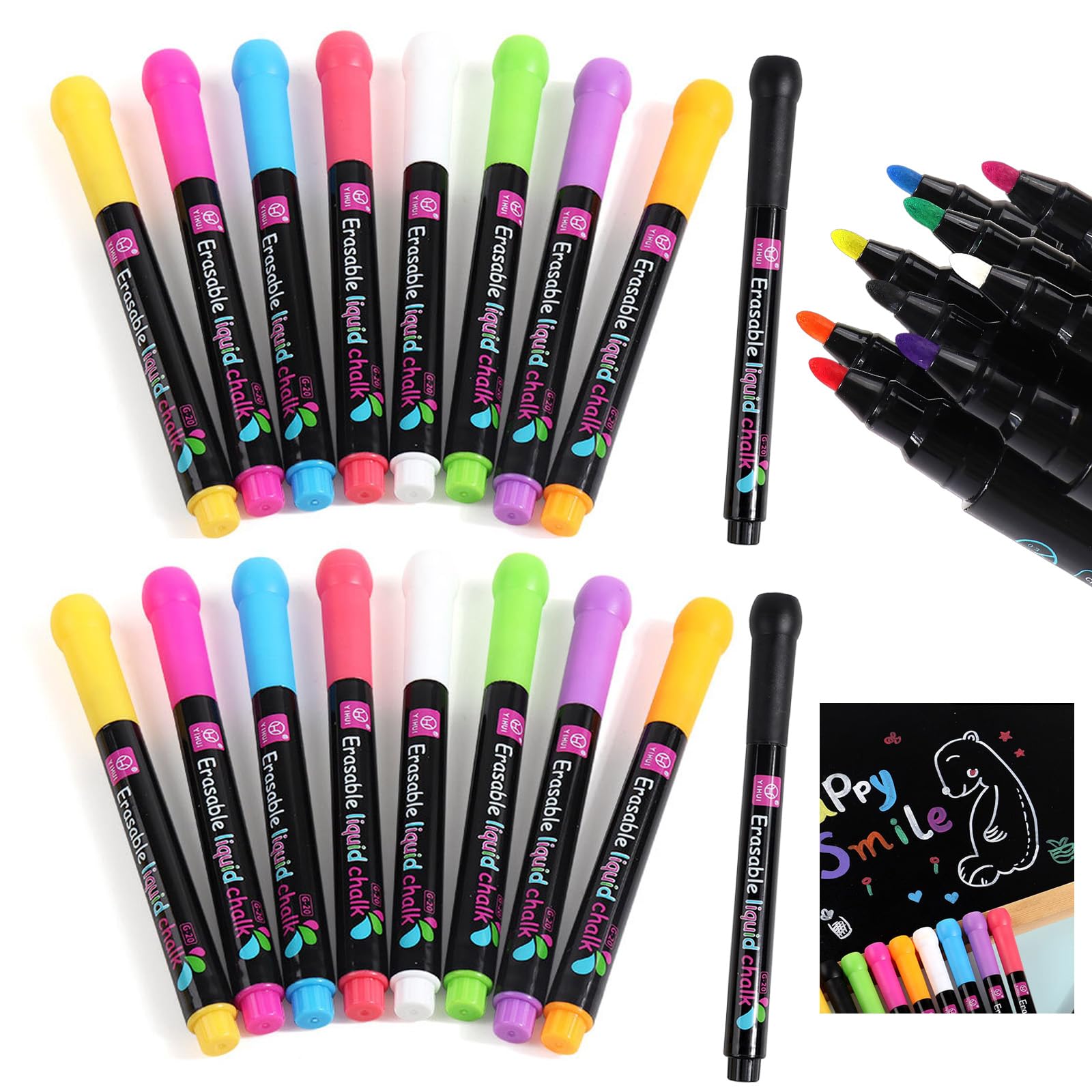 Trispityor 18 Pack Chalk Pens for Chalkboard Glass Menu Board Window Signs