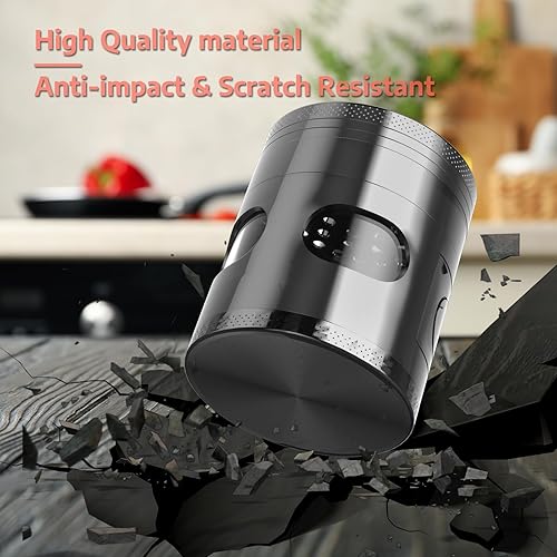 Miniatura 6 de Fayzollz Molinillo de 2.5 pulgadas para hierbas y especias, molinillo manual con parte superior transparente (aleación de zinc, 2.5 pulgadas)