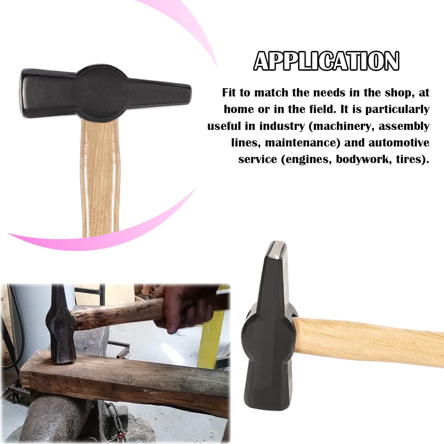 Marteau de Forgeron 0000811-1500 Pour la Fabrication de Couteaux - Pinces de Forge, Outils d'Étau, Marteau d'Enclume (1500g)