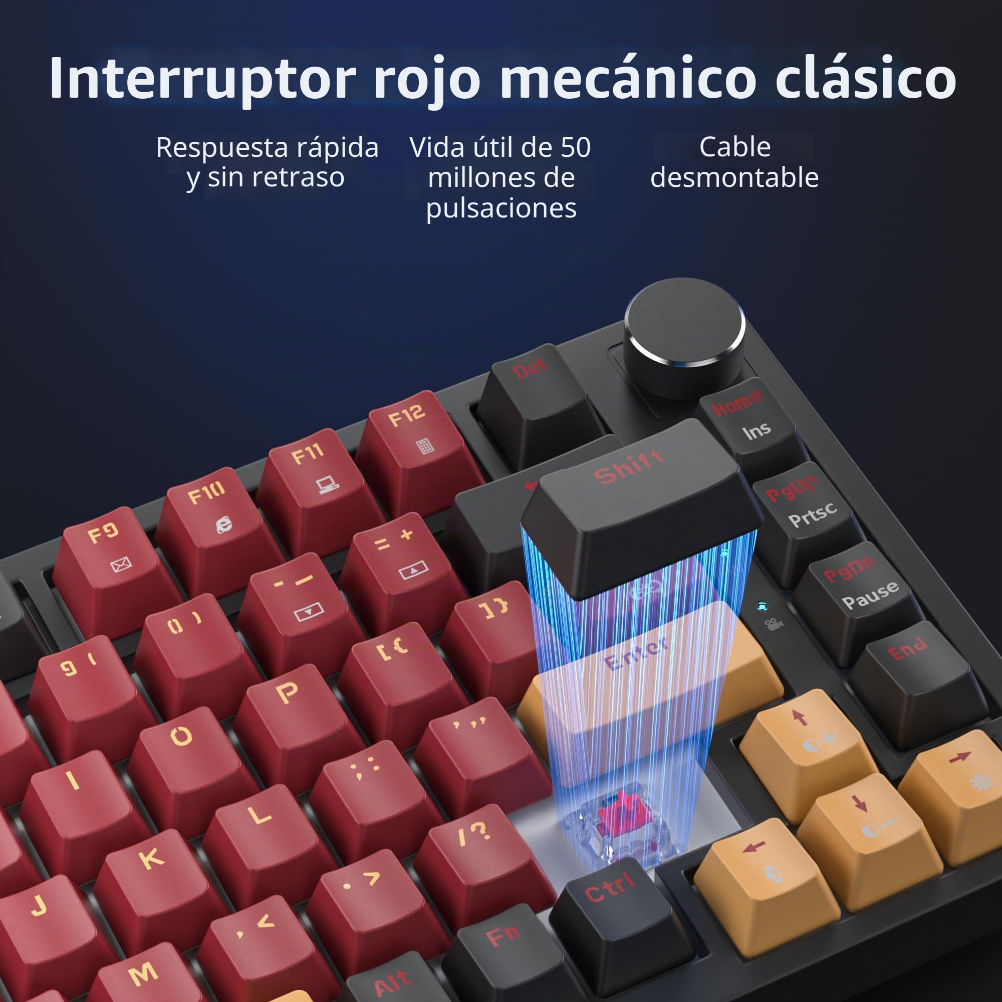 V400 Teclado Mecanico 75% Gasket Mouted, Personalizado Intercambiable En Caliente 75% TKL Cableado Mecánico RGB Teclado con Almohadillas Que Absorben El Sonido, Americano QWERTY Programable