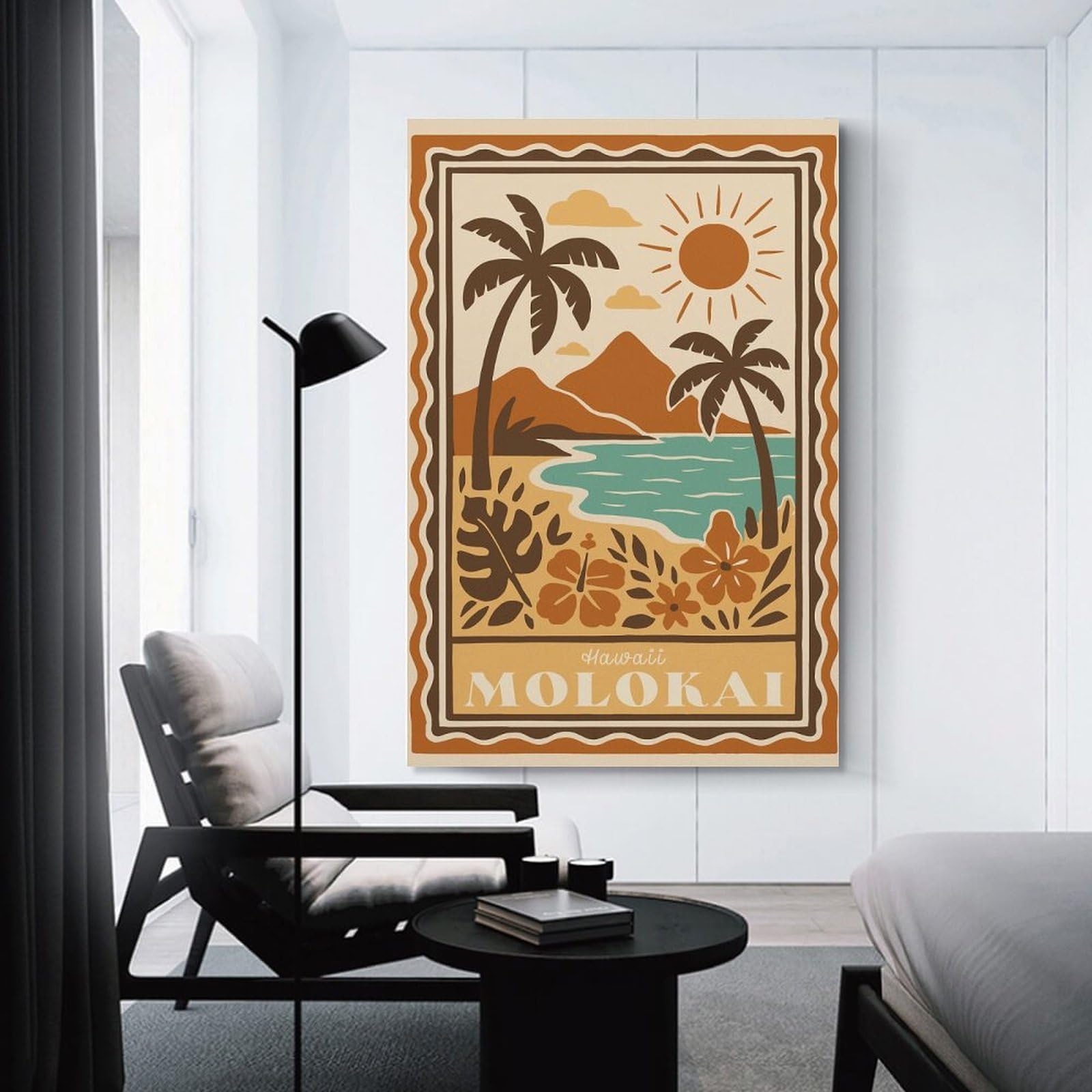 Junmoney Hawaii Molokai Tropical Beach Scene Wall Art Print, 24x36inch(60x90cm), for Office, Study Or Home Workspace, Decorative Artwork for Productive Spaces