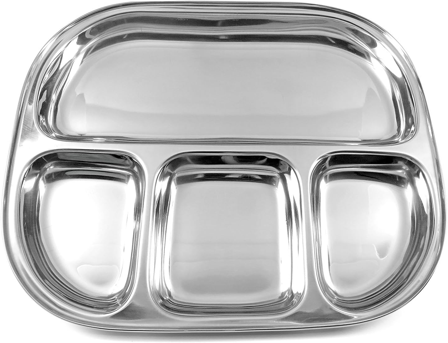 Stainless Steel Eco Friendly Compartment Stainless Steel Food Tray Large Divided Camping Plate