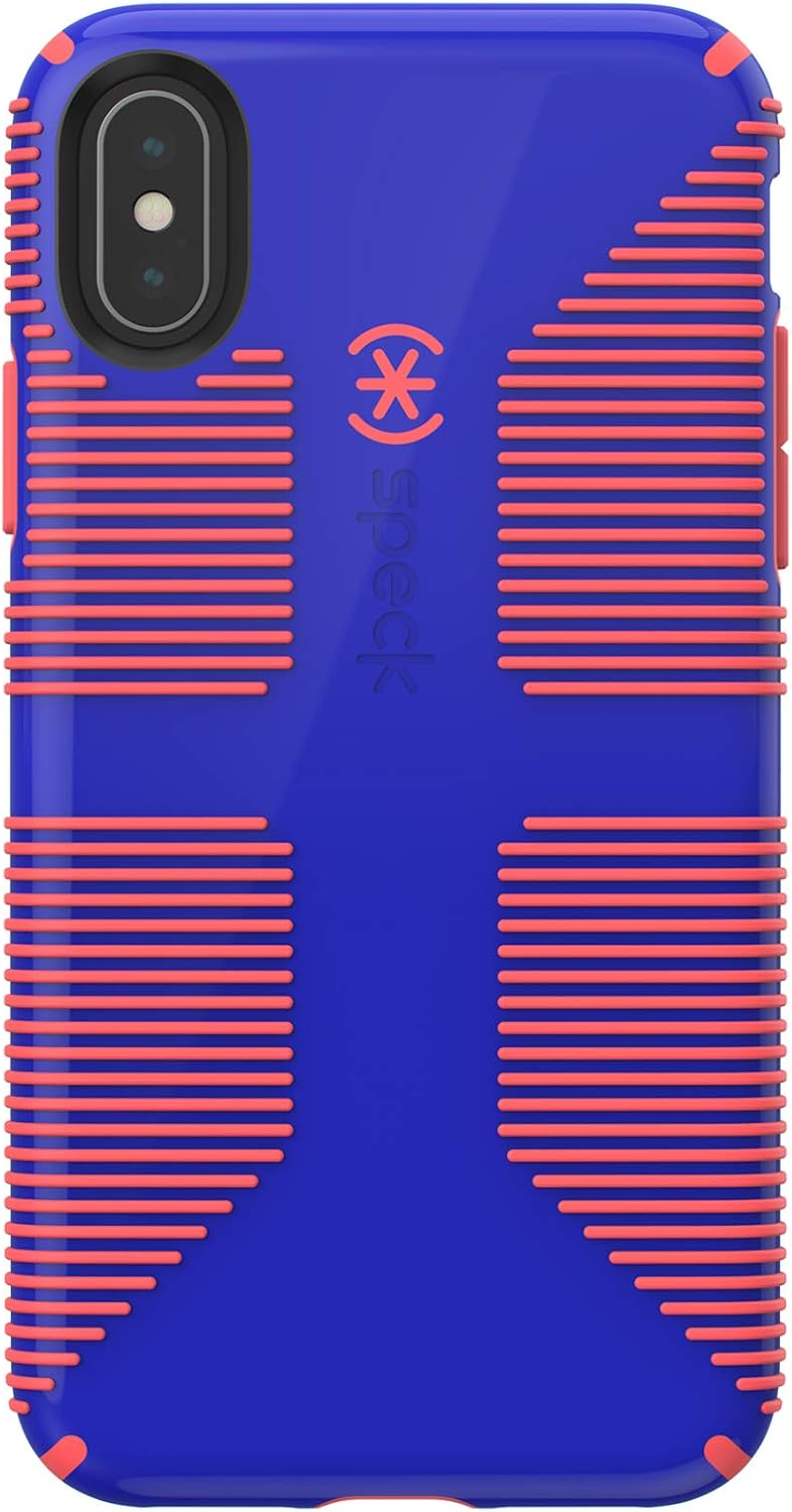 Speck Products CandyShell Grip iPhone Xs/iPhone X Case, Cyber Blue/Grapefruit Orange