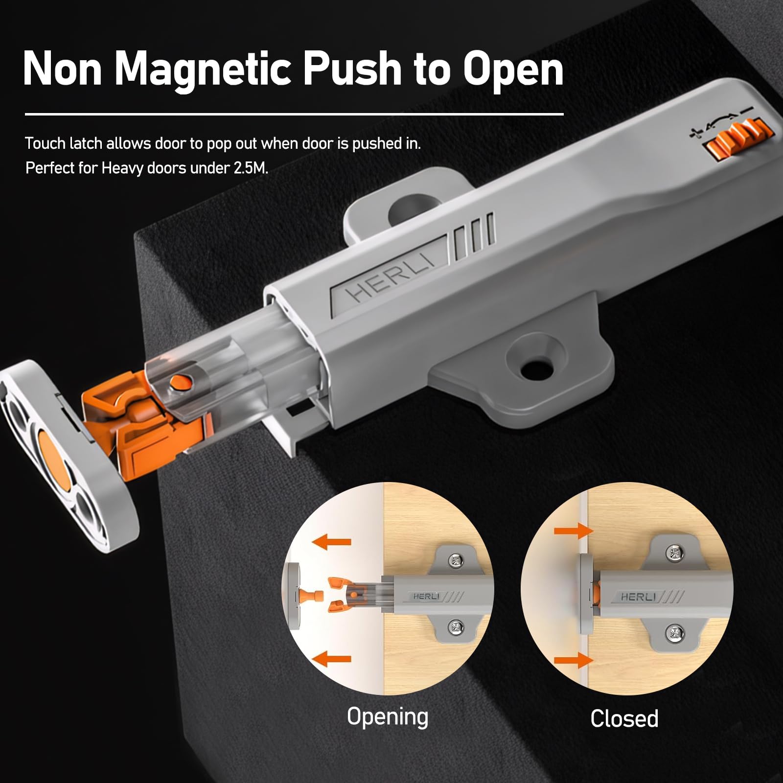 4 Pack Push to Open Door Catches, Self Closing Push Latch, Heavy Duty Push to Open Latch - Image 3