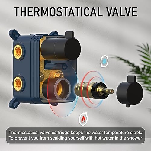 Miniatura 37 de IRIBER - Sistema de ducha de lluvia con cabezal de ducha fijo y de mano de alta presión cepillado níquel,Oro cepillado,Cromado,Oro rosa