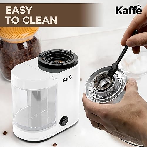 Miniatura 5 de Kaffe - Molinillo eléctrico de café con rebabas (5.5 onzas) con ajustes de grosor ajustables, rebabas planas, nuevo motor mejorado, molinillo de