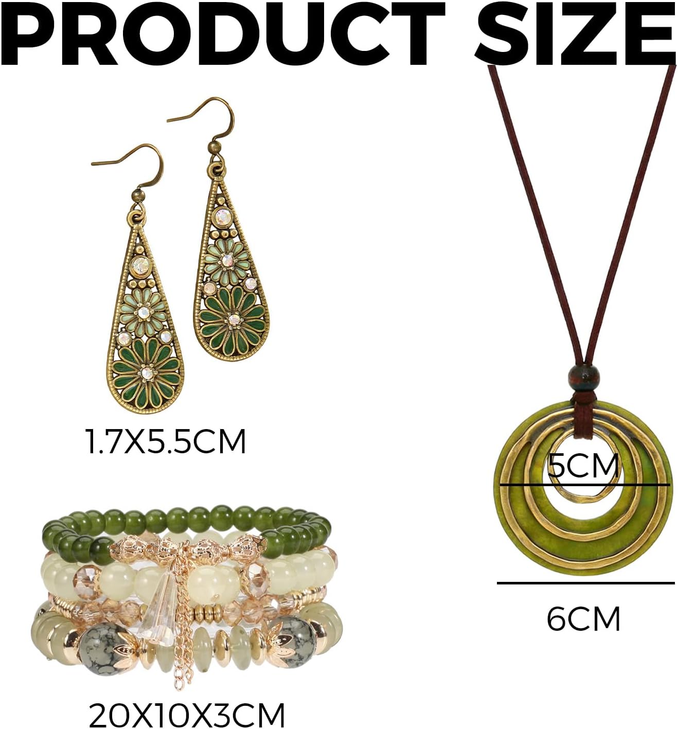 Western Jewelry Sets for Women Boho Jewelry, Layer Bohemian Necklace Earrings Bracelet, Cowgirl Accessory Rodeo Summer Beach