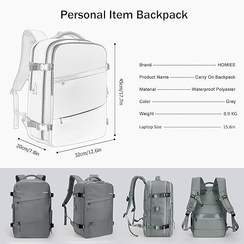 Miniatura 8 de HOMIEE Bolsa de transporte, mochila de viaje grande aprobada para vuelo, bolsa para artículos personales, mochila impermeable para equipaje ligero,