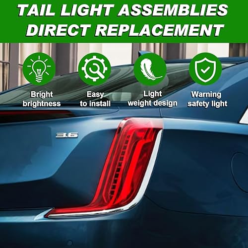 Miniatura 7 de Lochnchn Conjunto de luces traseras traseras LED compatible con Cadillac XTS 2018 2019 luces traseras del lado del pasajero derecho reemplazo