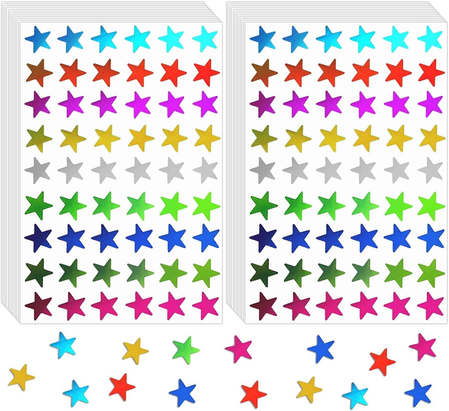 Star Sticker Sheet, 2700pcs Multicolor Star Reward Stickers, Aluminium Material, Glamorous Style, Perfect for Home, School, Office Decoration