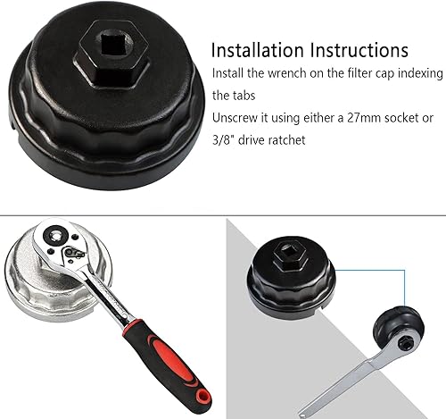 Miniatura 6 de Llave de filtro de aceite, herramienta de extracción de filtro de aceite compatible con Toyota Lexus Camry RAV4 Tundra Highlander y más, para