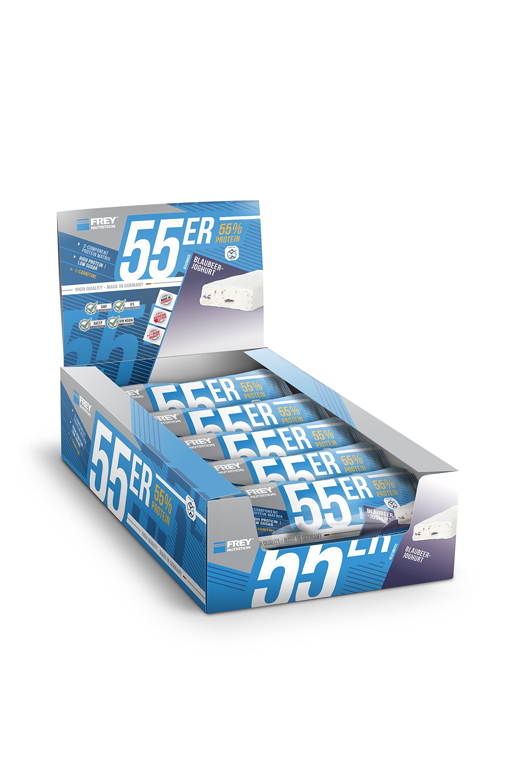 FREY Nutrition - Barritas de proteínas de 55 unidades, 20 barritas (20 x 50 g)
